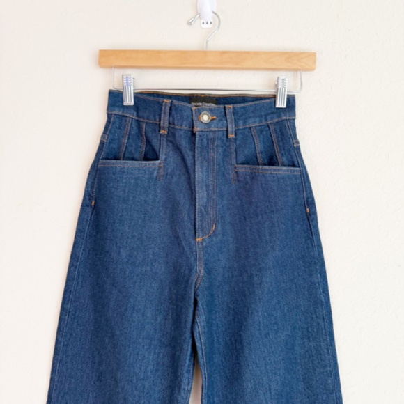 Favorite Daughter The Jordie Super High Rise Wide Leg Petite Shortie Pepper 24 - Picture 3 of 9